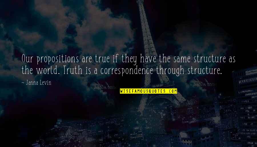 Metivier Media Quotes By Janna Levin: Our propositions are true if they have the
