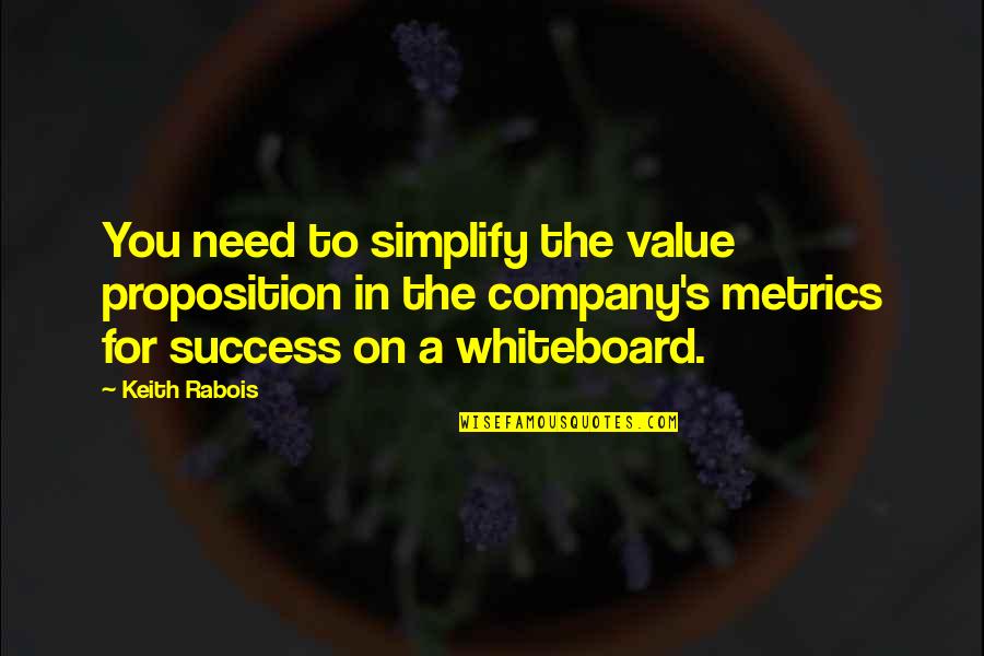 Metrics Quotes By Keith Rabois: You need to simplify the value proposition in