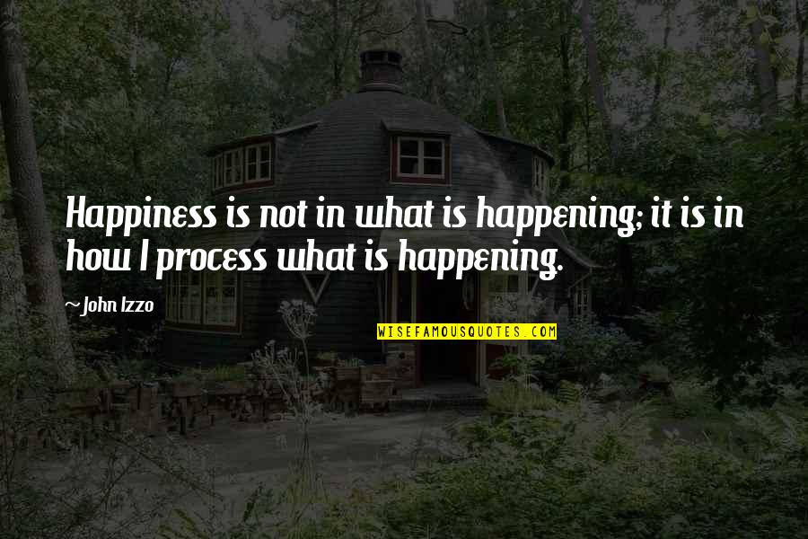 Metron Quotes By John Izzo: Happiness is not in what is happening; it