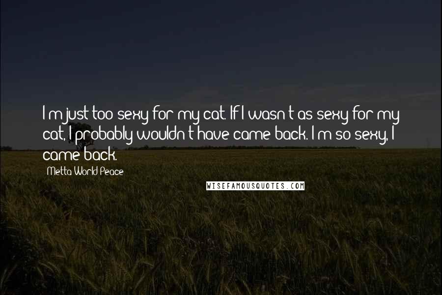 Metta World Peace quotes: I'm just too sexy for my cat. If I wasn't as sexy for my cat, I probably wouldn't have came back. I'm so sexy, I came back.