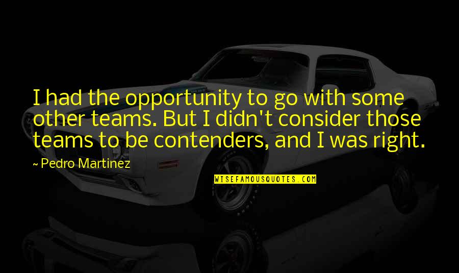 Metterci O Quotes By Pedro Martinez: I had the opportunity to go with some