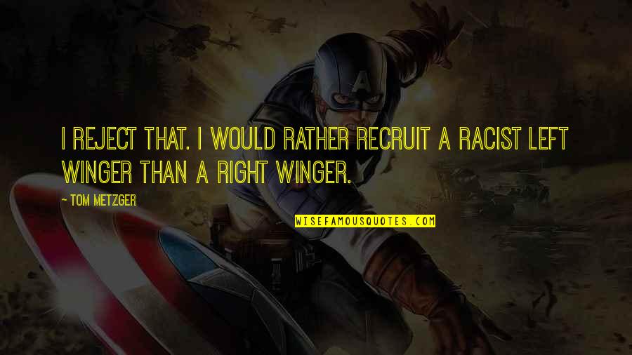 Metzger Quotes By Tom Metzger: I reject that. I would rather recruit a