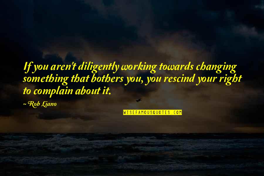 Metzinger Quotes By Rob Liano: If you aren't diligently working towards changing something
