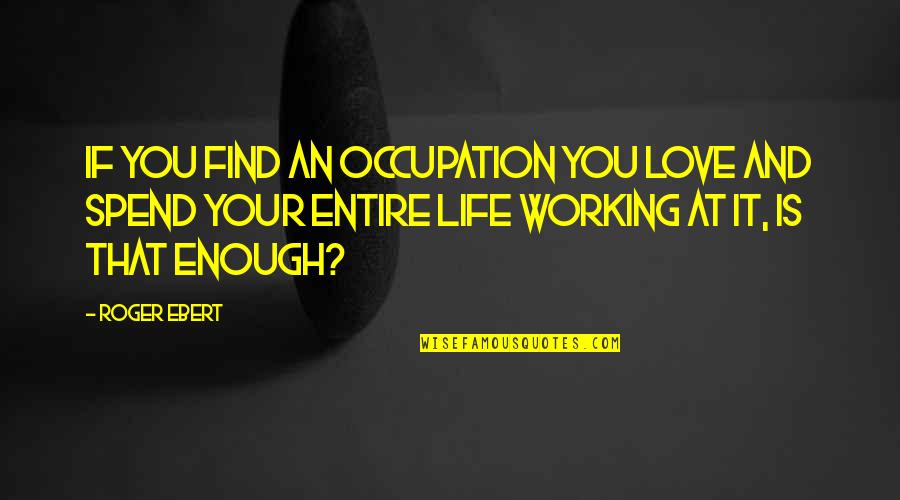Metzmakers Quotes By Roger Ebert: If you find an occupation you love and Metzmakers Quotes By Roger Ebert: If you find an occupation you love and