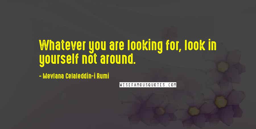 Mevlana Celaleddin-i Rumi quotes: Whatever you are looking for, look in yourself not around.