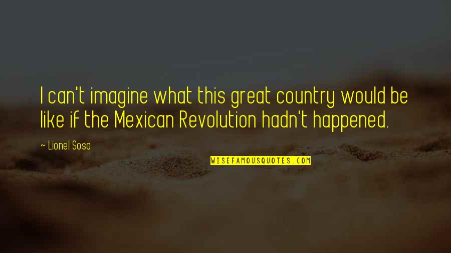 Mexican Revolution Quotes By Lionel Sosa: I can't imagine what this great country would