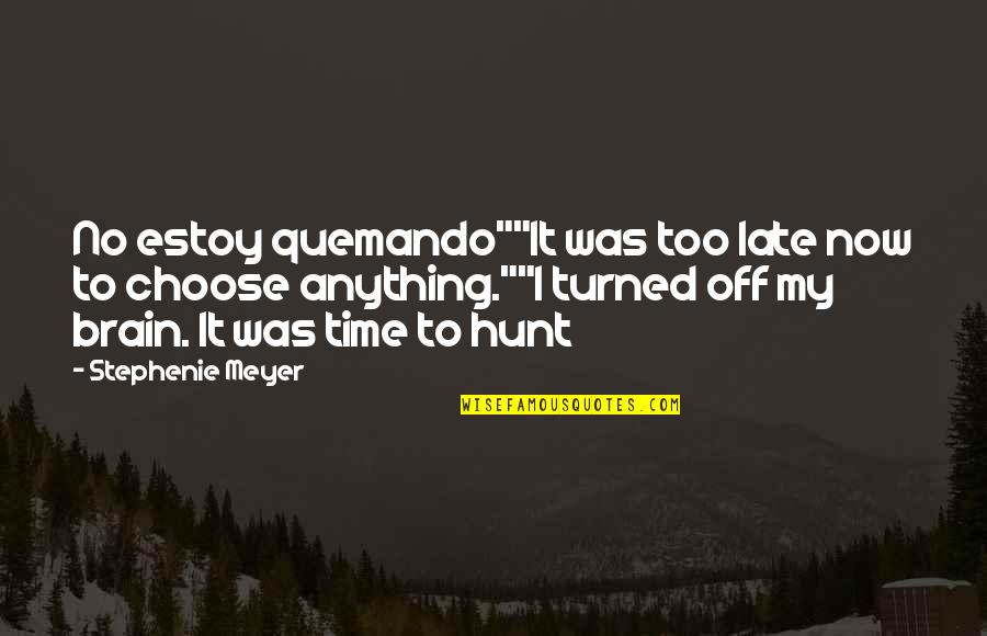Meyer Quotes By Stephenie Meyer: No estoy quemando""It was too late now to