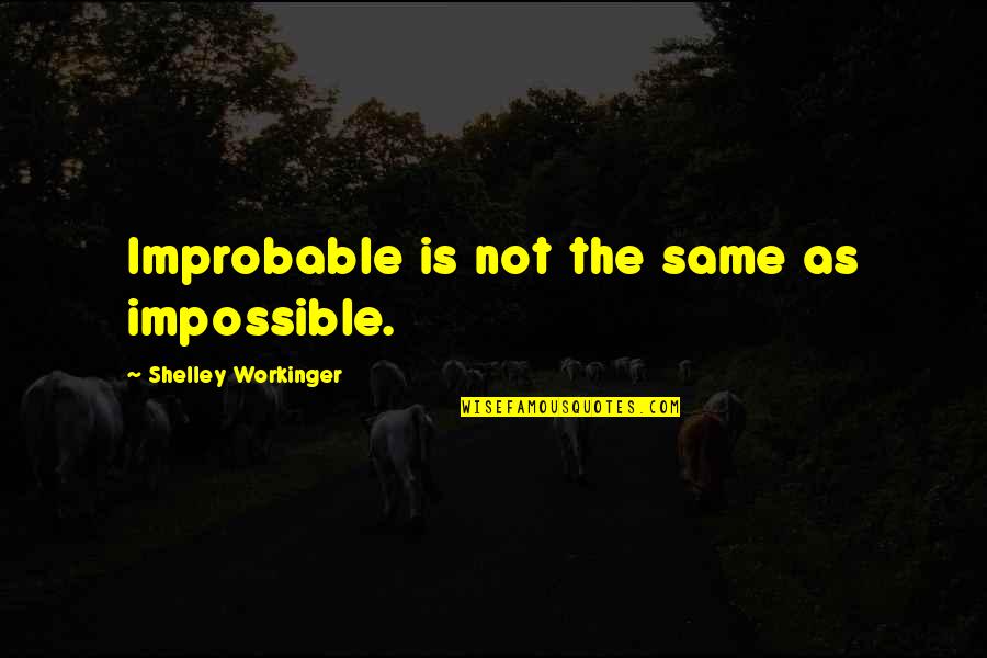 Mezashite Quotes By Shelley Workinger: Improbable is not the same as impossible.