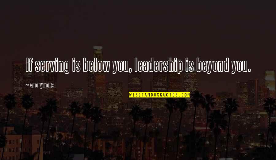 Mgs Pw Quotes By Anonymous: If serving is below you, leadership is beyond