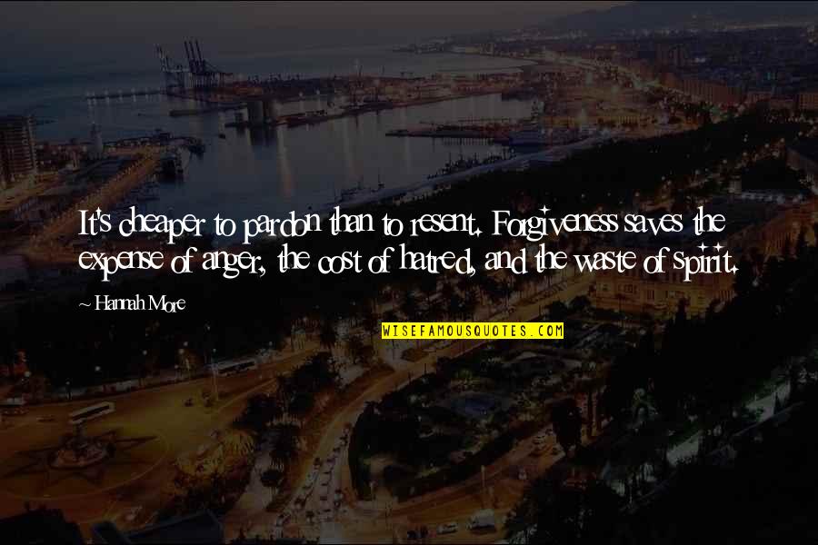 Mia Farrow Quotes By Hannah More: It's cheaper to pardon than to resent. Forgiveness