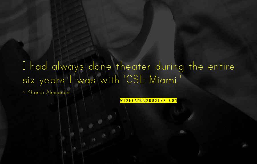 Miami Quotes By Khandi Alexander: I had always done theater during the entire