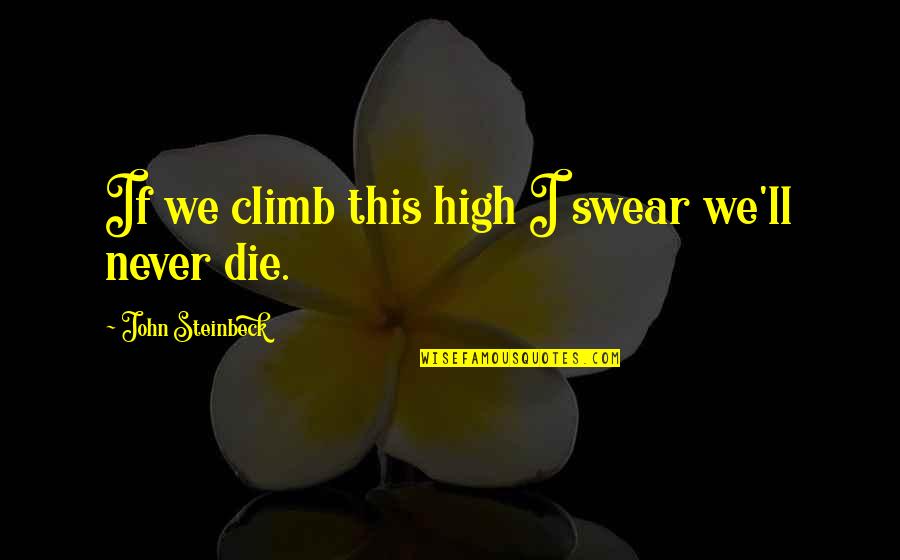 Mice And Men Mice Quotes By John Steinbeck: If we climb this high I swear we'll