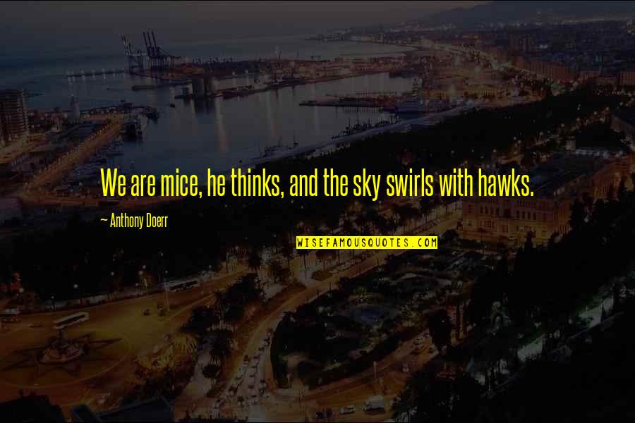 Mice Quotes By Anthony Doerr: We are mice, he thinks, and the sky