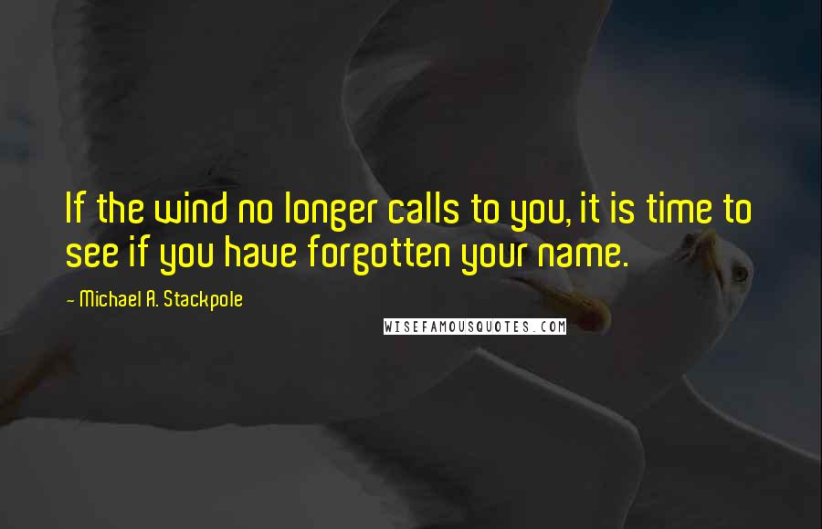 Michael A. Stackpole quotes: If the wind no longer calls to you, it is time to see if you have forgotten your name.