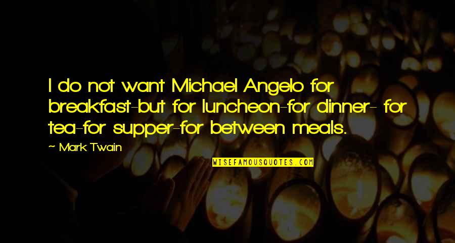 Michael Angelo Quotes By Mark Twain: I do not want Michael Angelo for breakfast-but