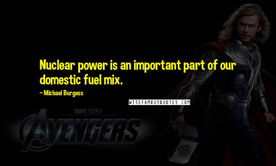 Michael Burgess quotes: Nuclear power is an important part of our domestic fuel mix.