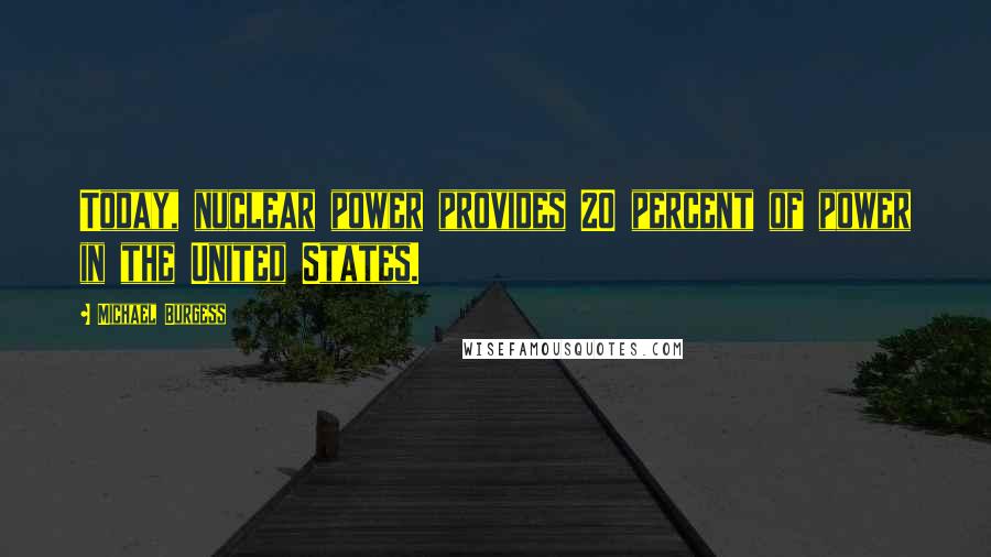 Michael Burgess quotes: Today, nuclear power provides 20 percent of power in the United States.