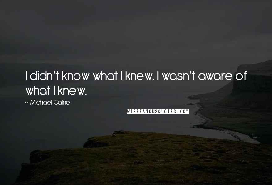 Michael Caine quotes: I didn't know what I knew. I wasn't aware of what I knew.