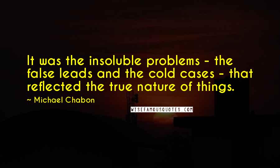 Michael Chabon quotes: It was the insoluble problems - the false leads and the cold cases - that reflected the true nature of things.