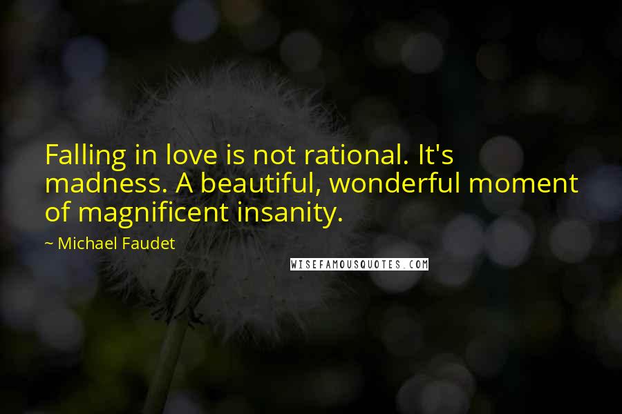 Michael Faudet quotes: Falling in love is not rational. It's madness. A beautiful, wonderful moment of magnificent insanity.