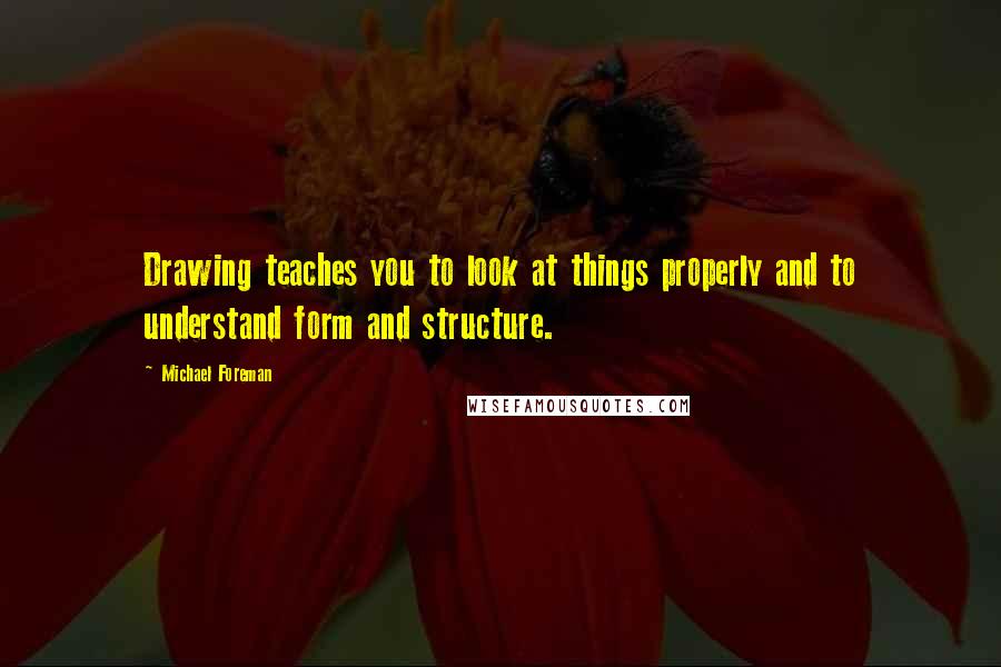 Michael Foreman quotes: Drawing teaches you to look at things properly and to understand form and structure.