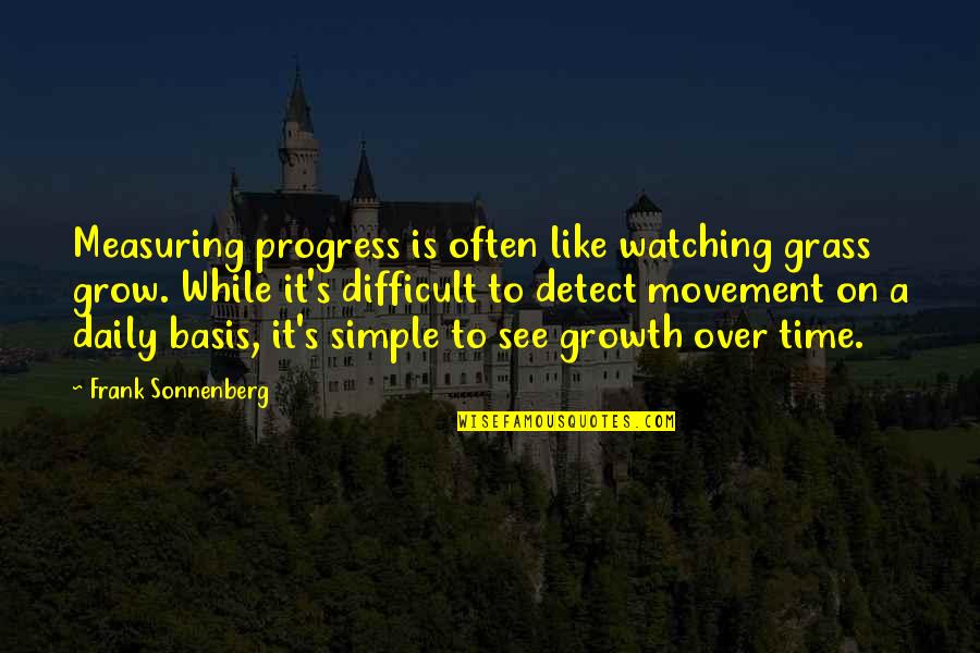 Michael Greger Md Quotes By Frank Sonnenberg: Measuring progress is often like watching grass grow.