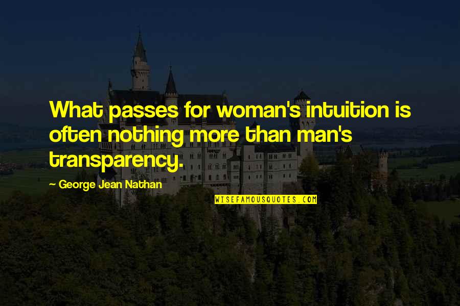 Michael Harner Quotes By George Jean Nathan: What passes for woman's intuition is often nothing