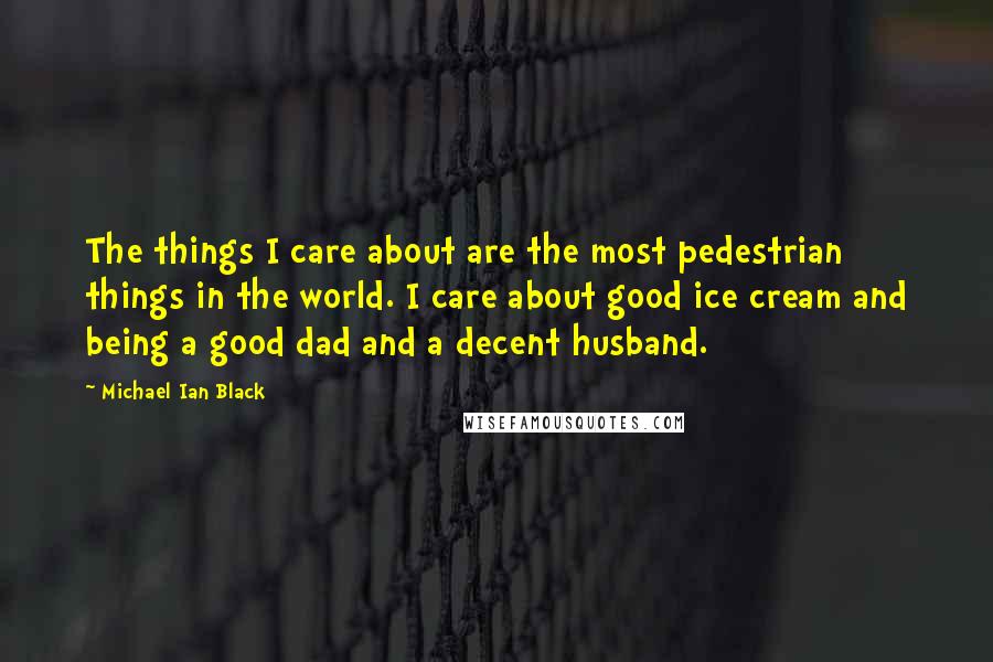 Michael Ian Black quotes: The things I care about are the most pedestrian things in the world. I care about good ice cream and being a good dad and a decent husband.