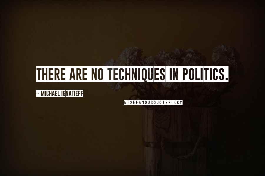 Michael Ignatieff quotes: There are no techniques in politics.