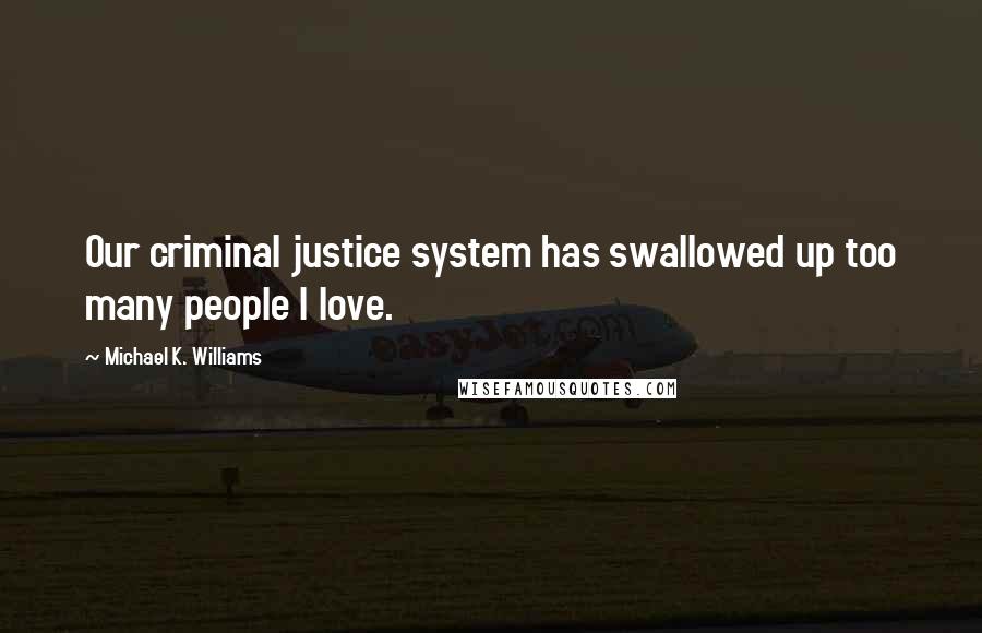 Michael K. Williams quotes: Our criminal justice system has swallowed up too many people I love.