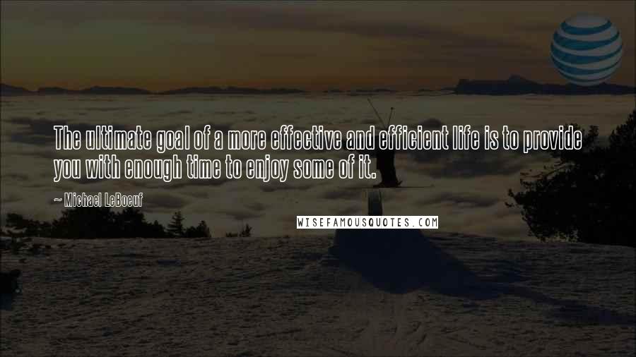 Michael LeBoeuf quotes: The ultimate goal of a more effective and efficient life is to provide you with enough time to enjoy some of it.