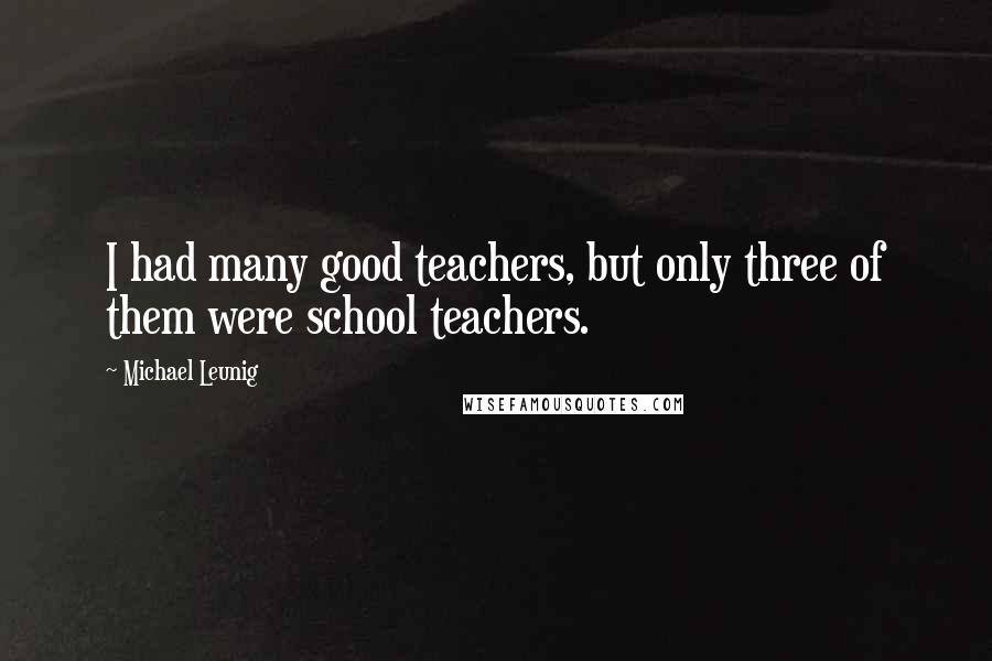 Michael Leunig quotes: I had many good teachers, but only three of them were school teachers.