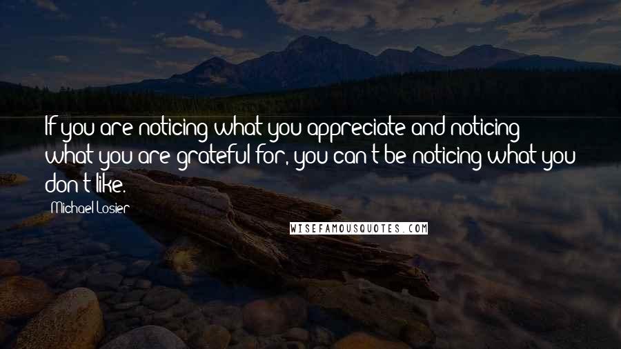 Michael Losier quotes: If you are noticing what you appreciate and noticing what you are grateful for, you can't be noticing what you don't like.