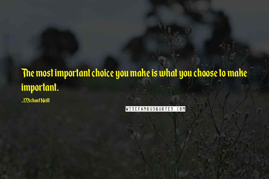 Michael Neill quotes: The most important choice you make is what you choose to make important.