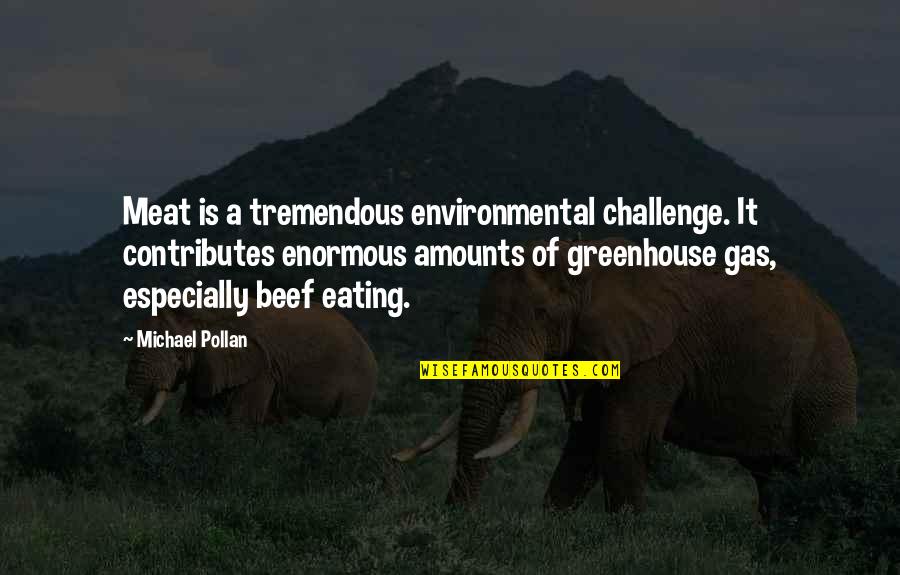 Michael Pollan Quotes By Michael Pollan: Meat is a tremendous environmental challenge. It contributes Michael Pollan Quotes By Michael Pollan: Meat is a tremendous environmental challenge. It contributes