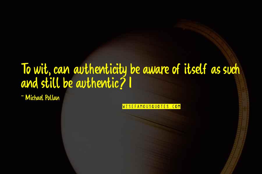 Michael Pollan Quotes By Michael Pollan: To wit, can authenticity be aware of itself