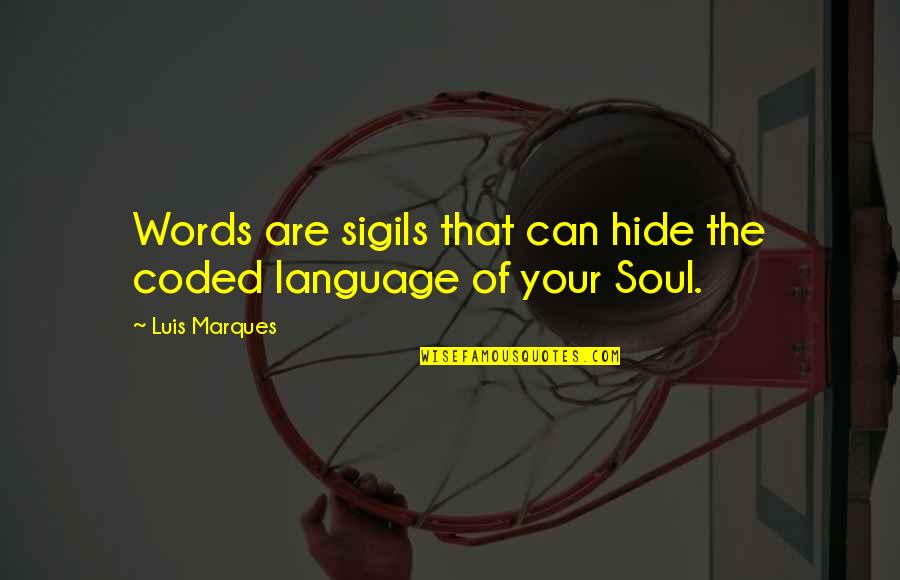 Michael Schiavello Funny Quotes By Luis Marques: Words are sigils that can hide the coded