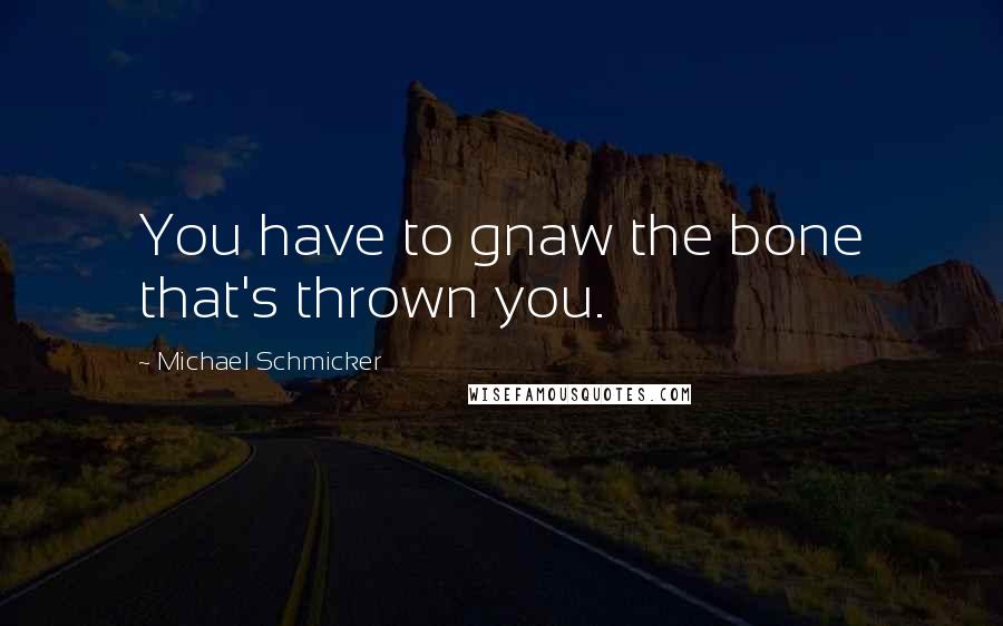 Michael Schmicker quotes: You have to gnaw the bone that's thrown you.