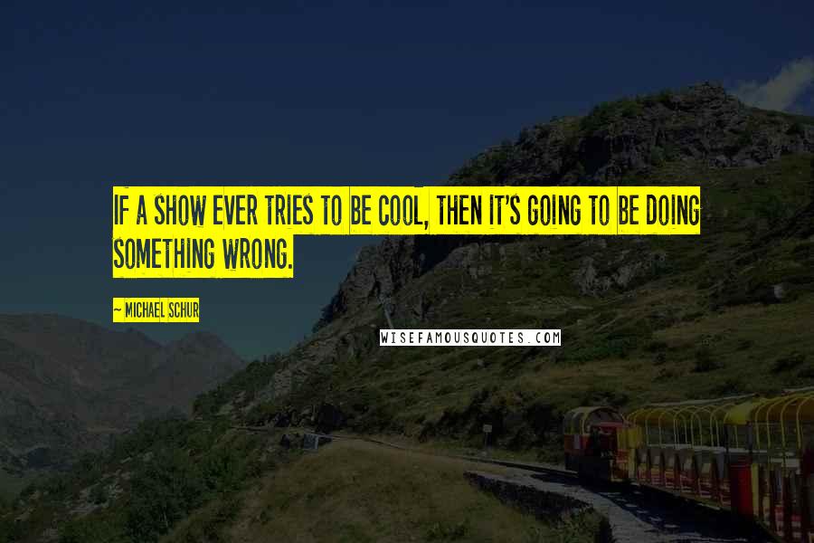 Michael Schur quotes: If a show ever tries to be cool, then it's going to be doing something wrong.