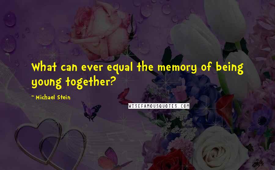 Michael Stein quotes: What can ever equal the memory of being young together?