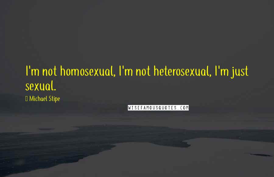 Michael Stipe quotes: I'm not homosexual, I'm not heterosexual, I'm just sexual.