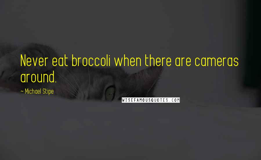 Michael Stipe quotes: Never eat broccoli when there are cameras around.