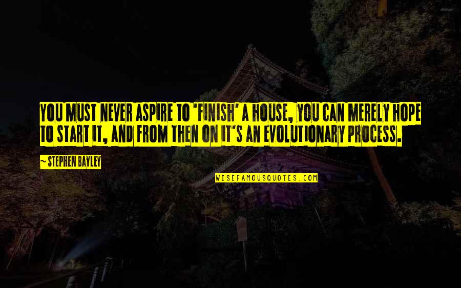 Michael Weiss Quotes By Stephen Bayley: You must never aspire to 'finish' a house,