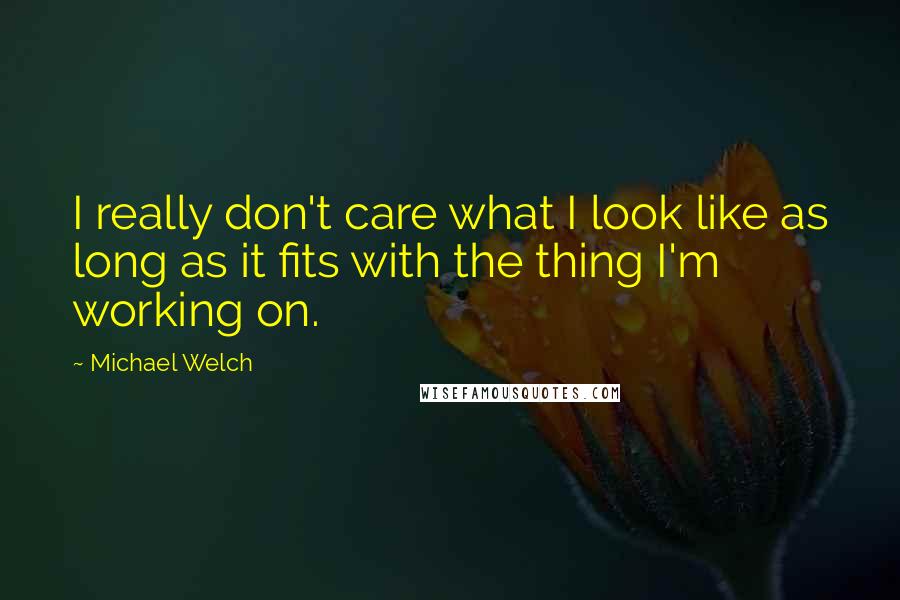Michael Welch quotes: I really don't care what I look like as long as it fits with the thing I'm working on.