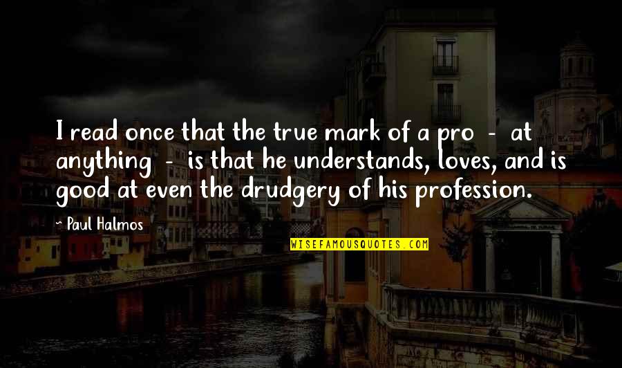 Michael Wormwood Quotes By Paul Halmos: I read once that the true mark of