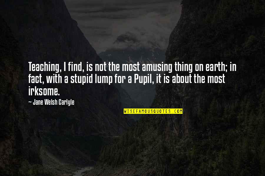 Michael Xavier Love Quotes By Jane Welsh Carlyle: Teaching, I find, is not the most amusing