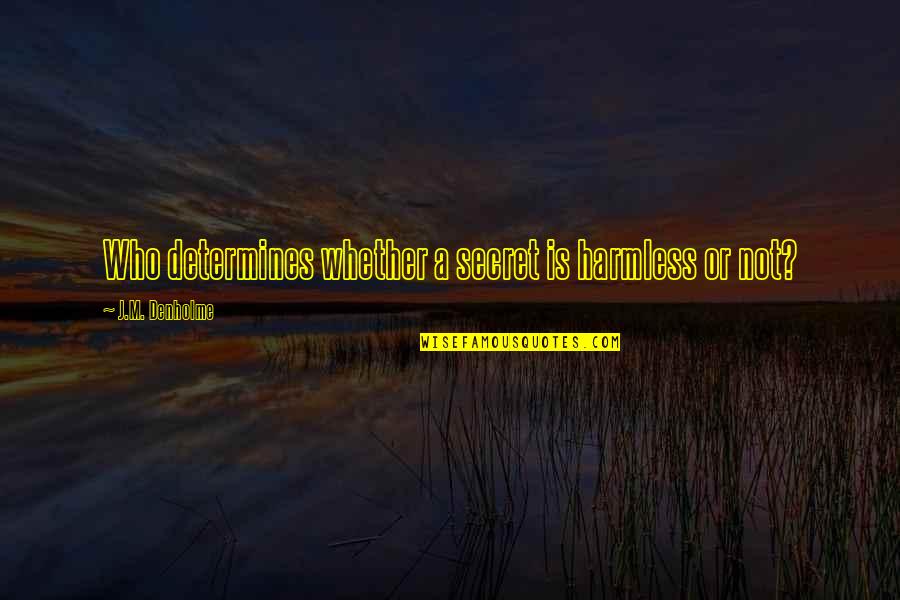 Michaeleen Rogers Quotes By J.M. Denholme: Who determines whether a secret is harmless or Michaeleen Rogers Quotes By J.M. Denholme: Who determines whether a secret is harmless or