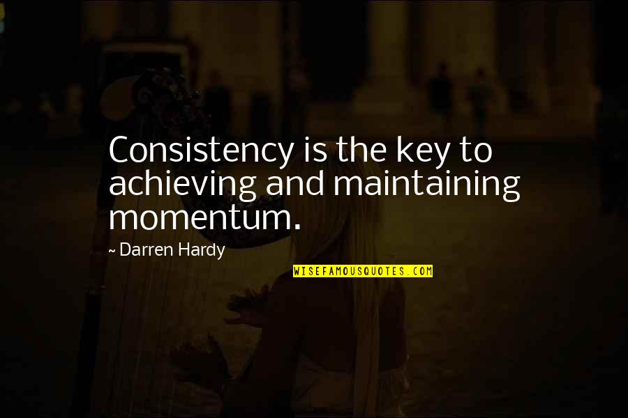 Michel De Montaigne Cat Quotes By Darren Hardy: Consistency is the key to achieving and maintaining