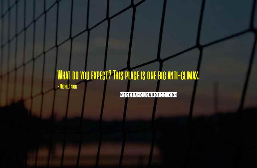 Michel Faber quotes: What do you expect? This place is one big anti-climax.