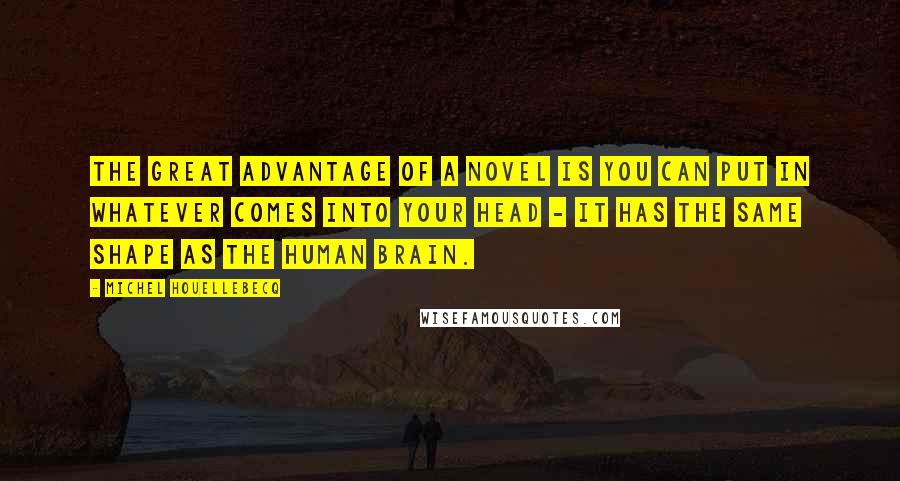 Michel Houellebecq quotes: The great advantage of a novel is you can put in whatever comes into your head - it has the same shape as the human brain.